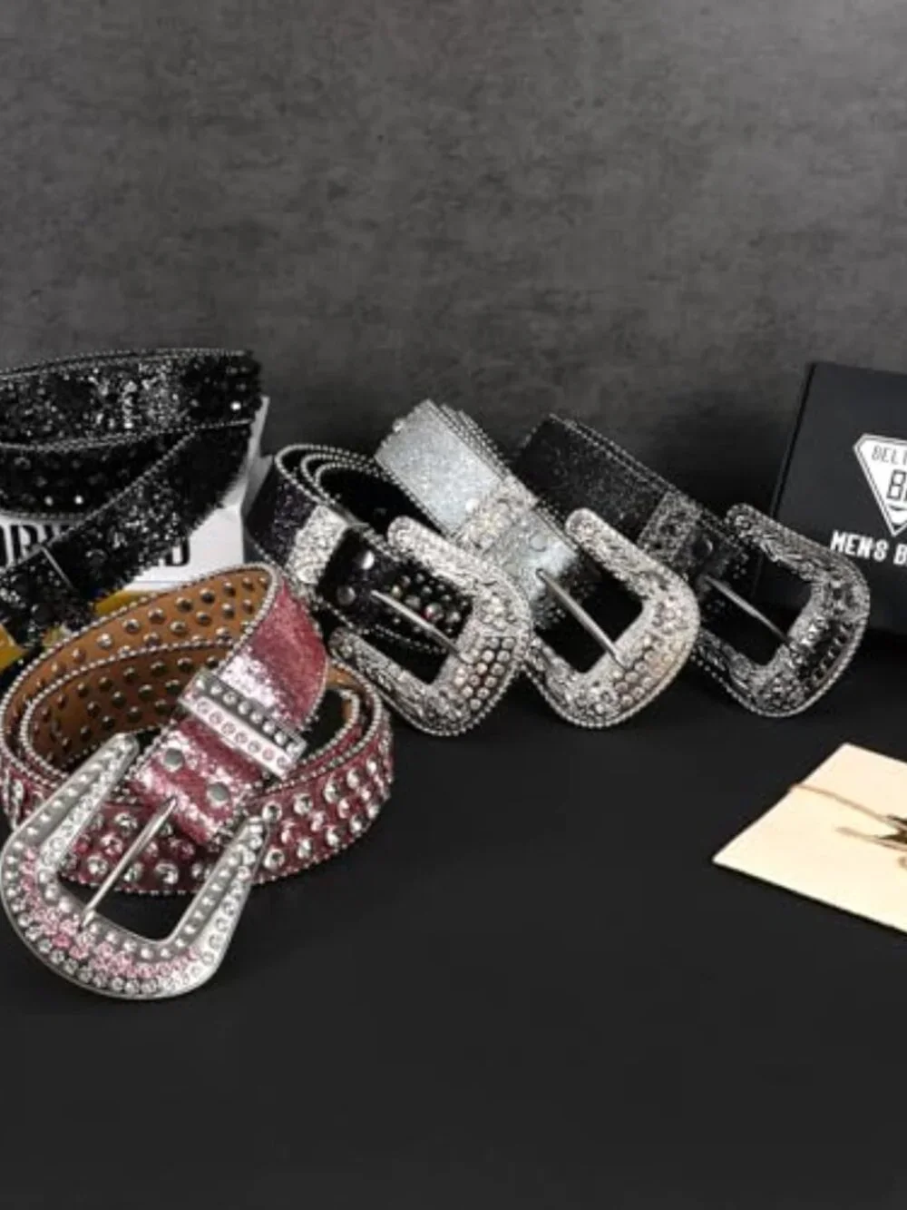 Rhinestone Belt Goth Bling Belt Sparkly Leather Western Cowboy Belt